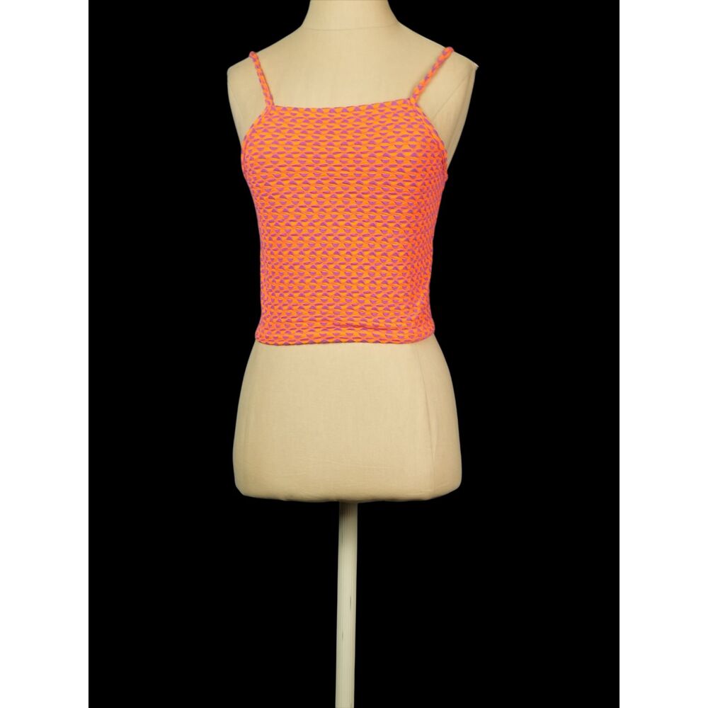 Top Shop Orange Purple Stretch Crop Tank Top Size Small